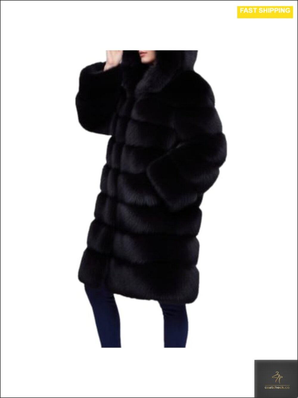 Women Plus Size Faux Fur Hooded Jacket Fluffy Winter Coat